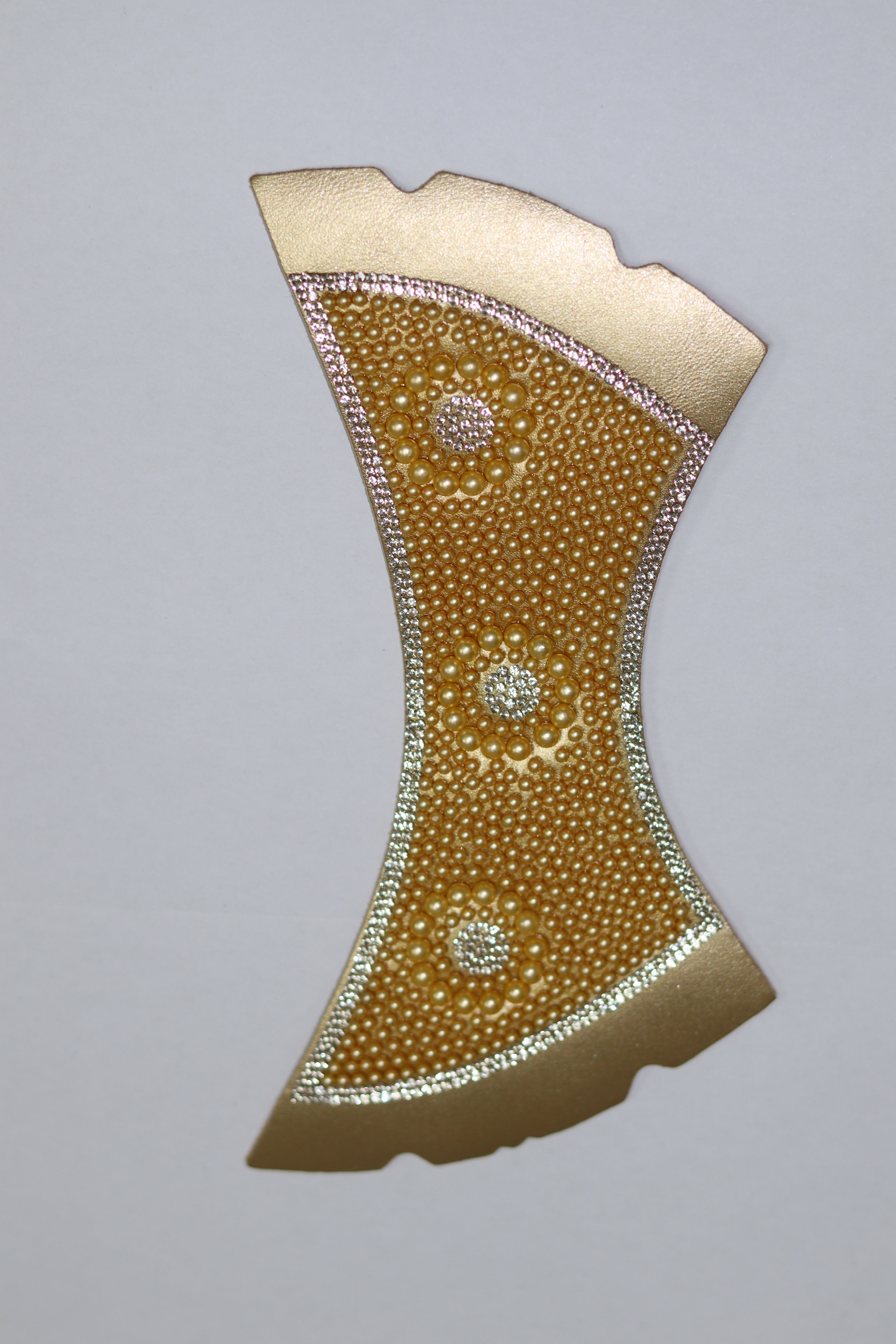 Gold Pearl Studded Boot Upper - Luxury Rhinestone Embellished