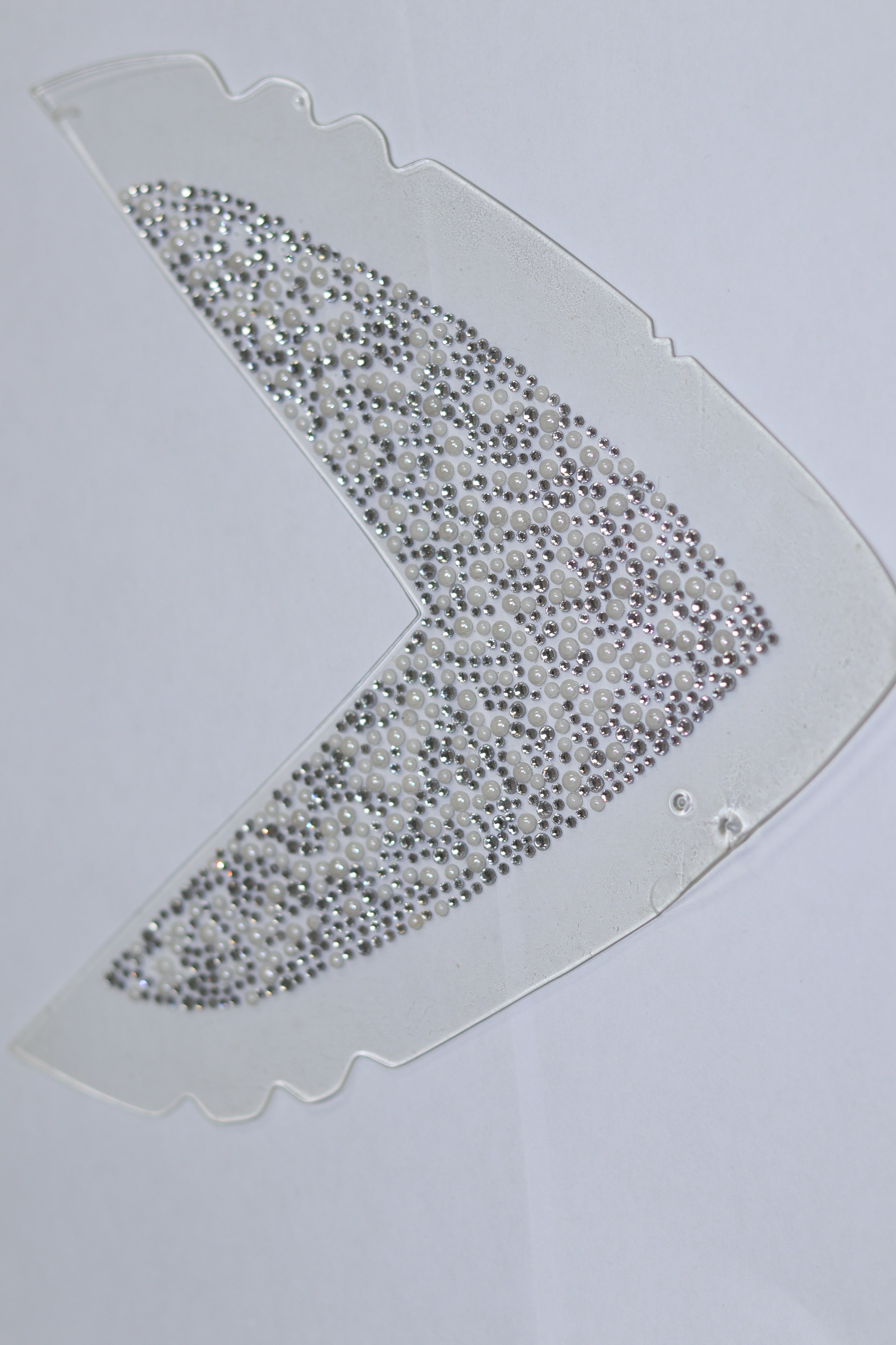 Silver Rhinestone V-Shaped Shoe Applique - Geometric Crystal Decoration