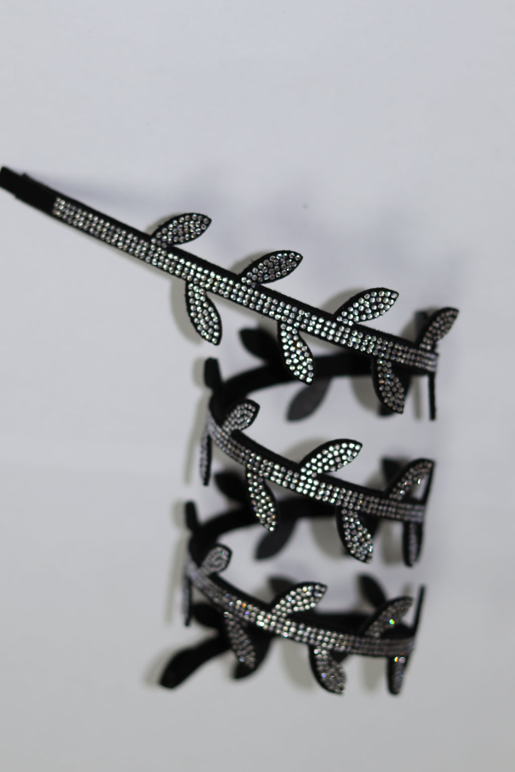 Black Rhinestone Leaf Vine Shoe Straps