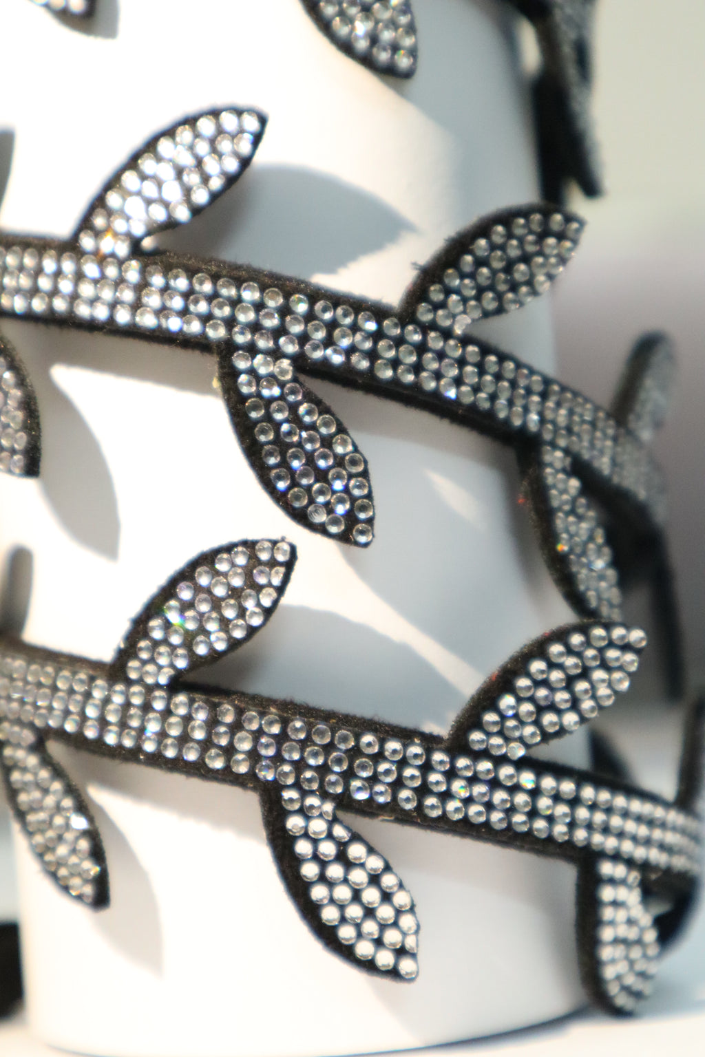 Black Rhinestone Leaf Vine Shoe Straps