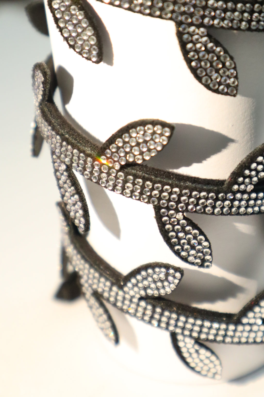 Black Rhinestone Leaf Vine Shoe Straps