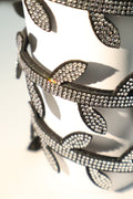 Black Rhinestone Leaf Vine Shoe Straps
