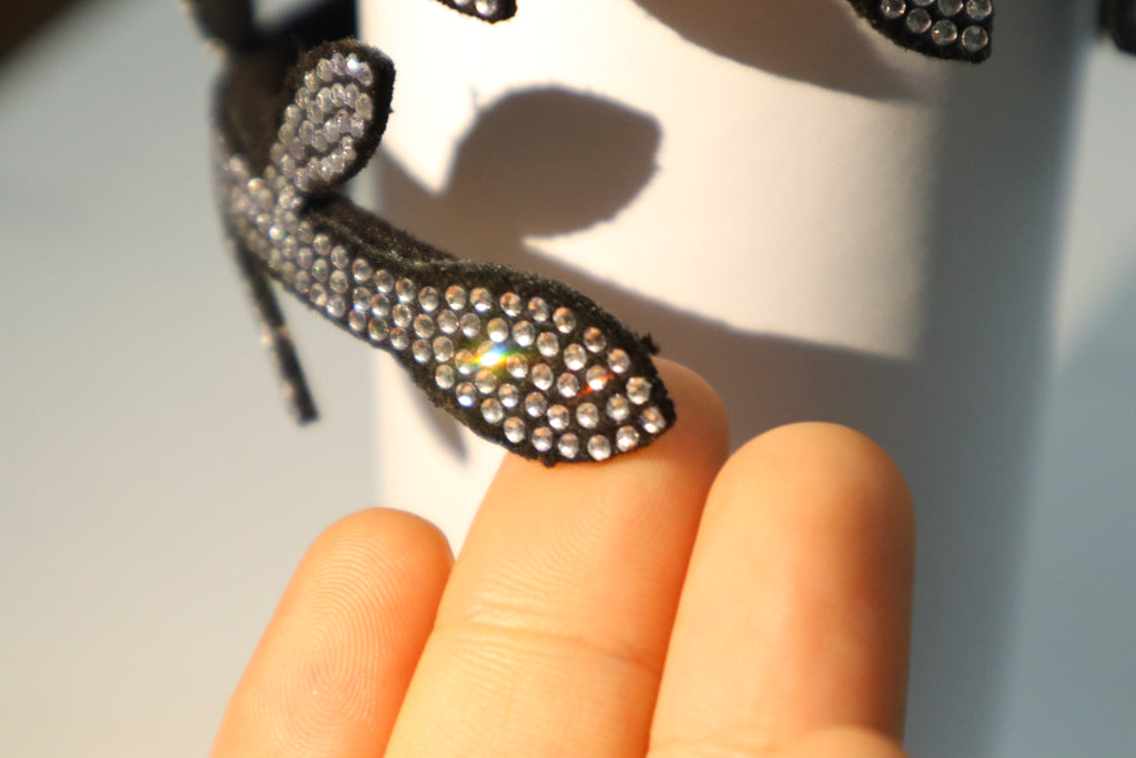 Black Rhinestone Leaf Vine Shoe Straps